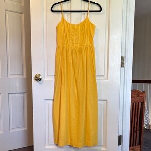 CeCe Yellow Spaghetti-Strap Linen Dress